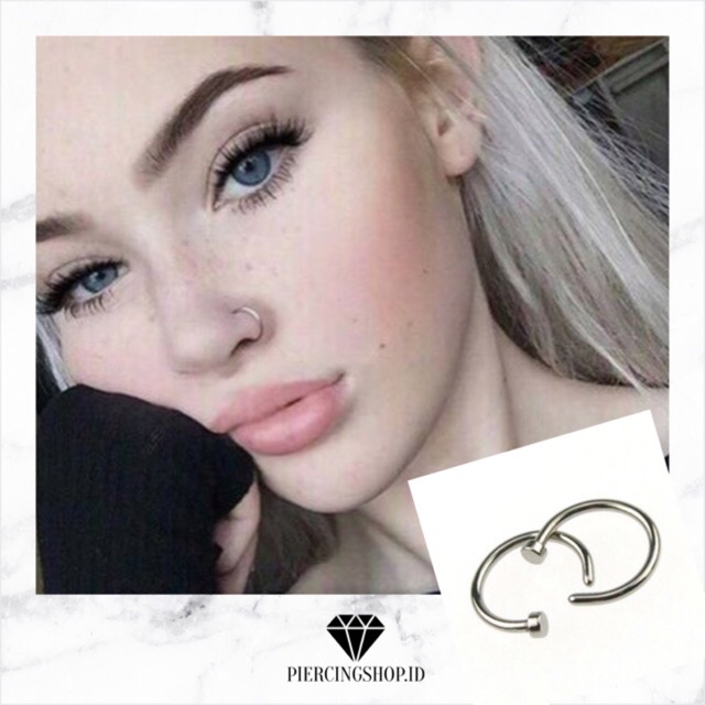 Anting/Piercing Hidung Model Hoop Silver