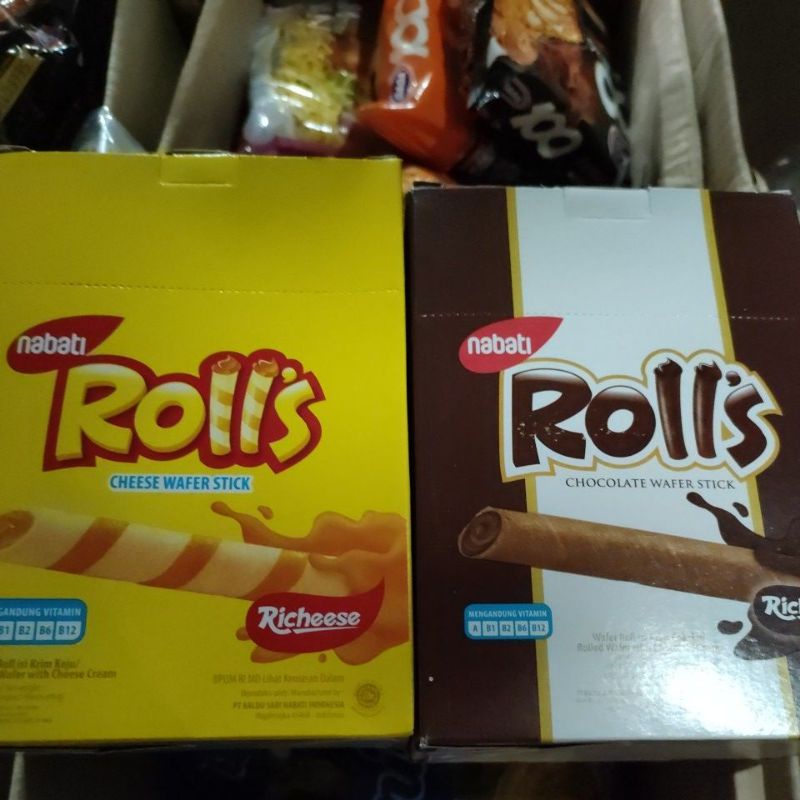 nabati rolls wafer stick wafer roll isi krim keju dan cokelat isi 20 pcs