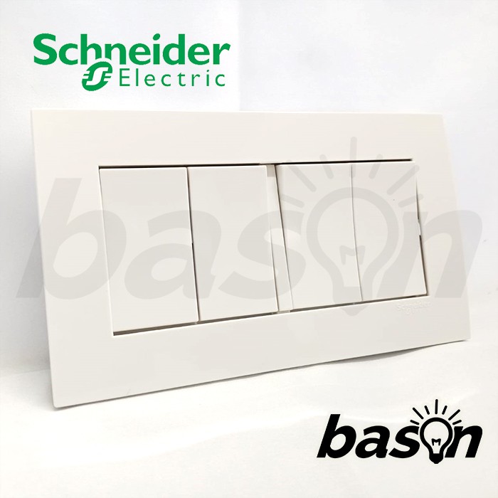 SCHNEIDER Vivace 4 Gang 1 Way Switch 2 Plate - Saklar 4 Tombol 1 Arah 2 Cover Plate