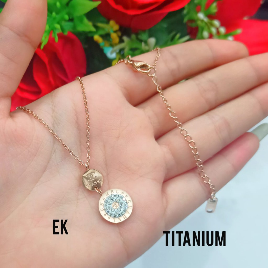 COD Kalung Wanita TITANIUM permata zircon motif brand, TIDAK LUNTUR, TIDAK BERKARAT