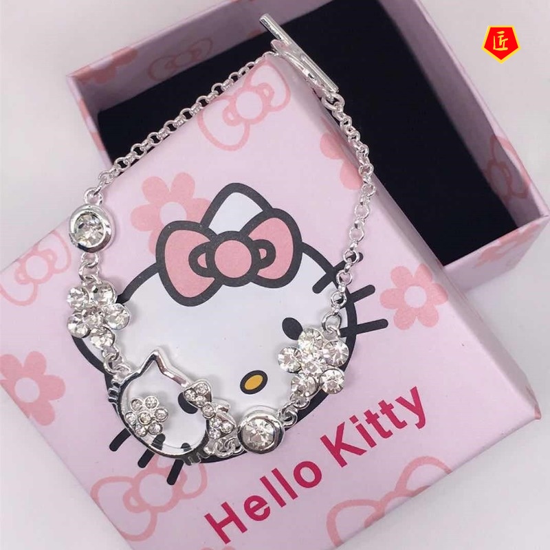 [Ready Stock]Fashion Cartoon Cat Micro Rhinestone Bracelet