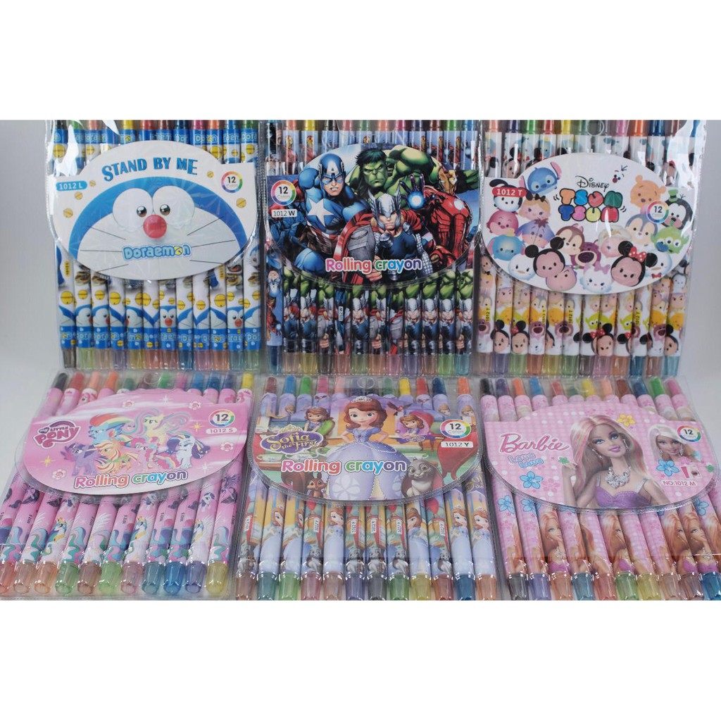 

crayon warna putar / crayons karakter/crayon doraemon/ crayon avenger/ crayon tsum2/ crayon sophia