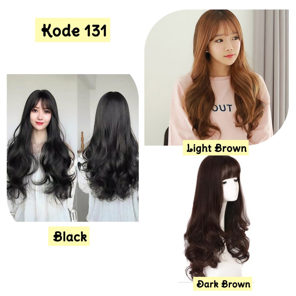 Wig Rambut Perempuan Pendek Panjang Hitam Keriting Gelombang Natural Rambut Palsu Cosplay Wanita