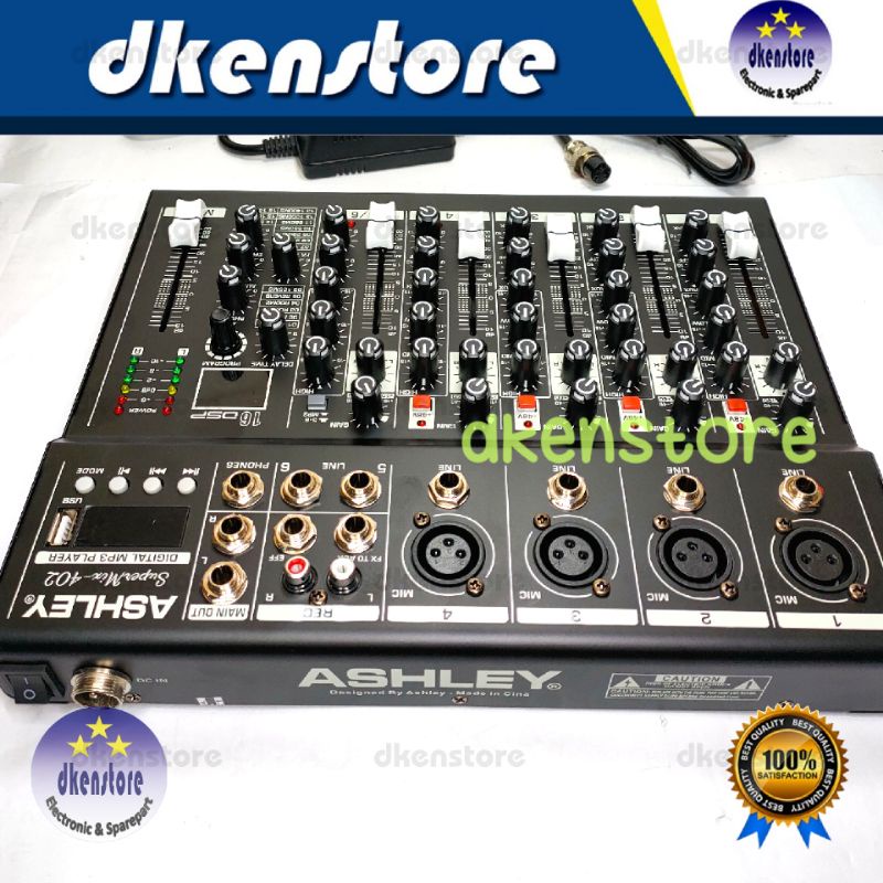 Mixer Ashley 6ch Supermix 402 New Super Mix Echo delay 16 DSP Mp3 Usb