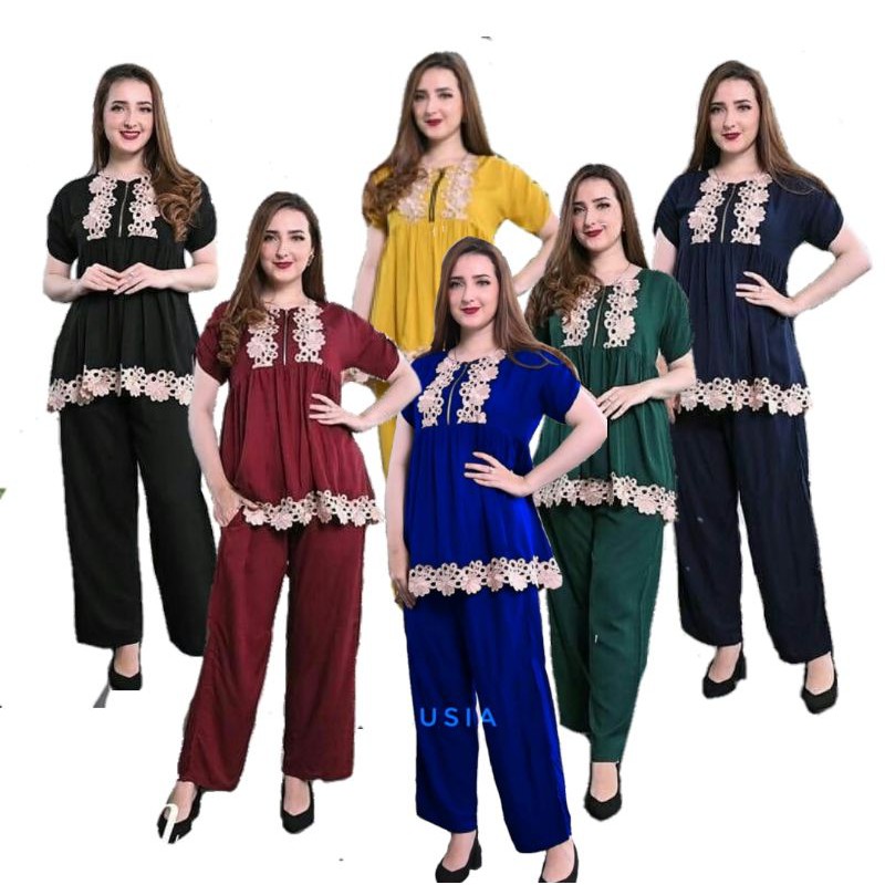 New piyama arab setelan lulu by dlusia / GROSIR SETELAN CP ARAB RENDA LULU BUSUI / DASTER