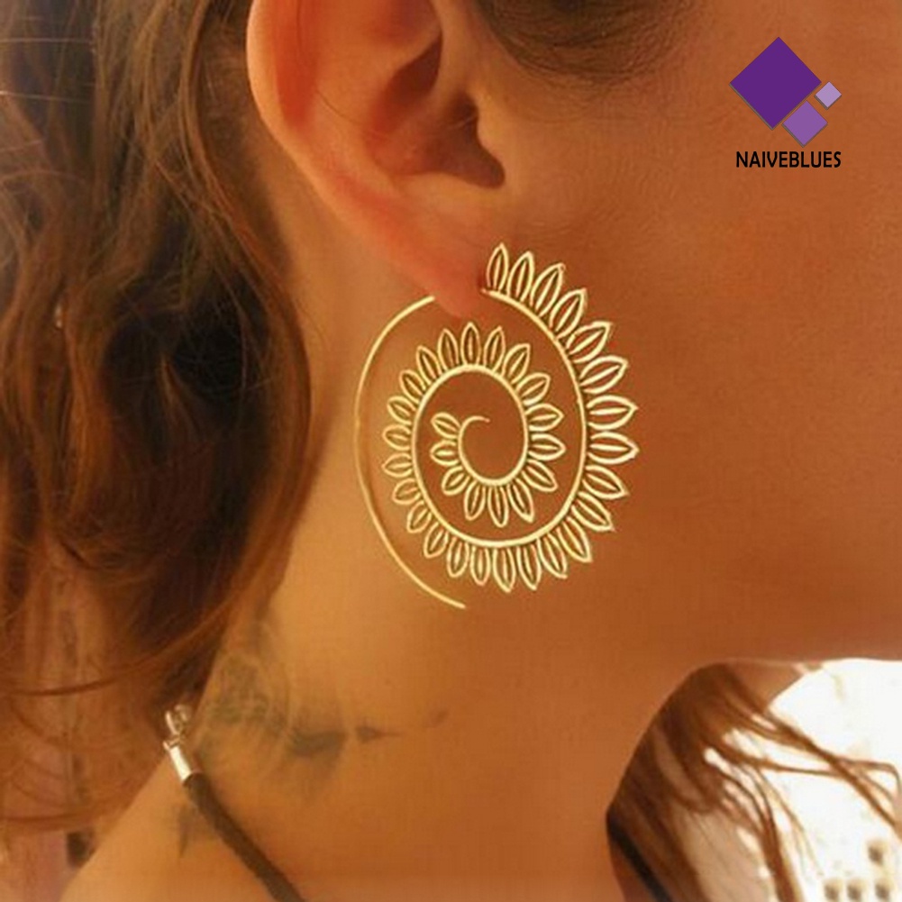 Anting Bentuk Water Drop Spiral Bahan Alloy Untuk Wanita