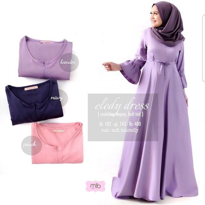 Eledy Maxi Dress Gamis Baju Panjang Wanita Hijab Casual Modern Gamis