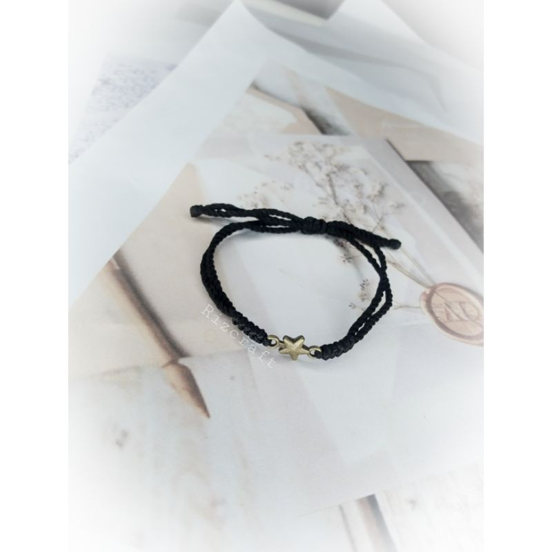 Gelang Tali Anyam Little star / Charm Bintang bisa mix warna tali polyester