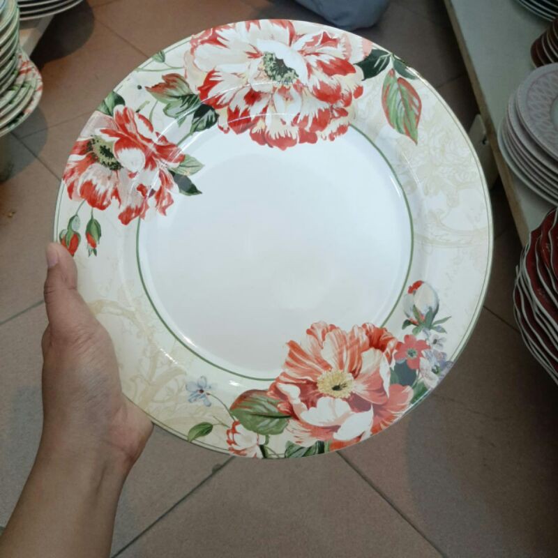 DINNER PLATE PIRING KERAMIK HIAS SANGO SHABBY BUNGA