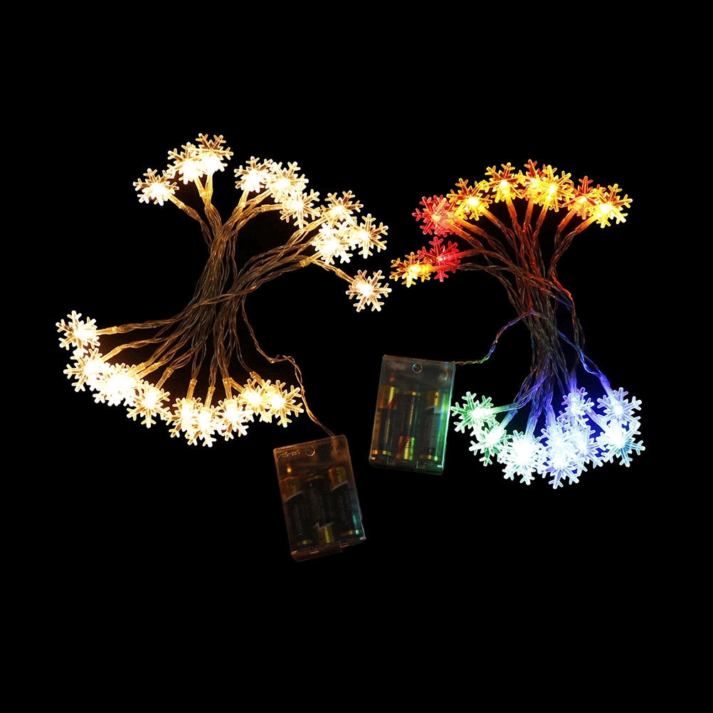 Dekorasi Pesta Natal Tenaga Baterai 20led Snowflake Fairy String Light