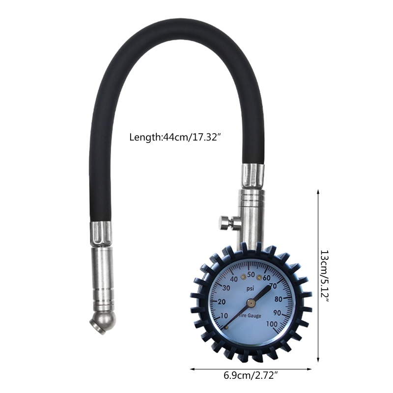 Zzz Alat Pengukur Tekanan Ban Mobil / Motor / Sepeda Dengan Selang 0-100psi