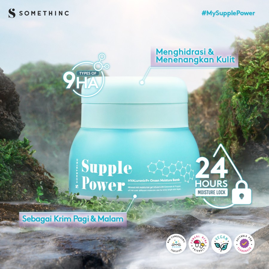 ★ BB ★ SOMETHINC Supple Power Hyaluronic9+Onsen Moisture Bomb Gel - Krim Pagi dan Malam (Kulit Sensitif) - 25ml - 50ml