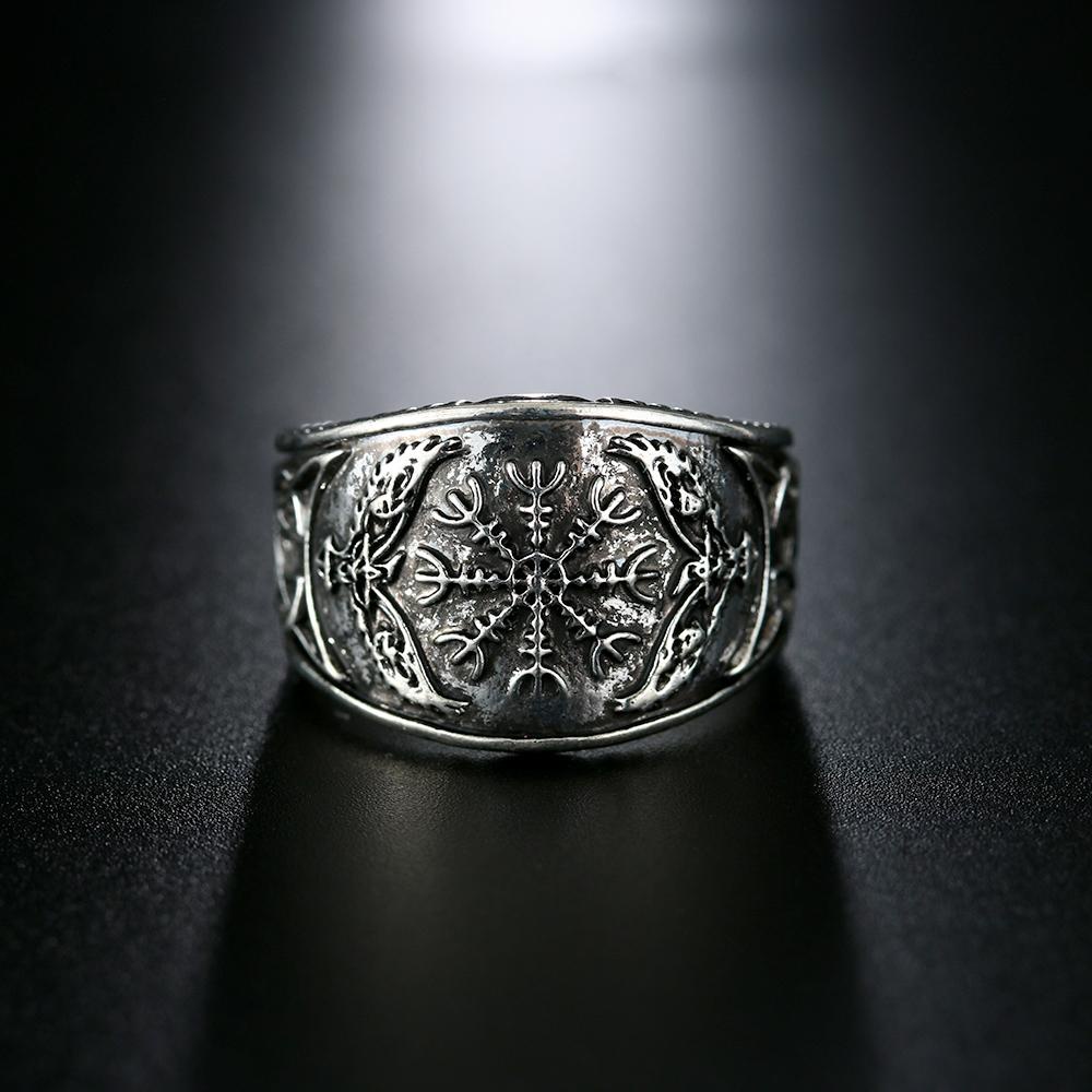 Cincin Desain Elang Kompas Viking Celtic Gaya Vintage Nordic Rock Untuk Pria