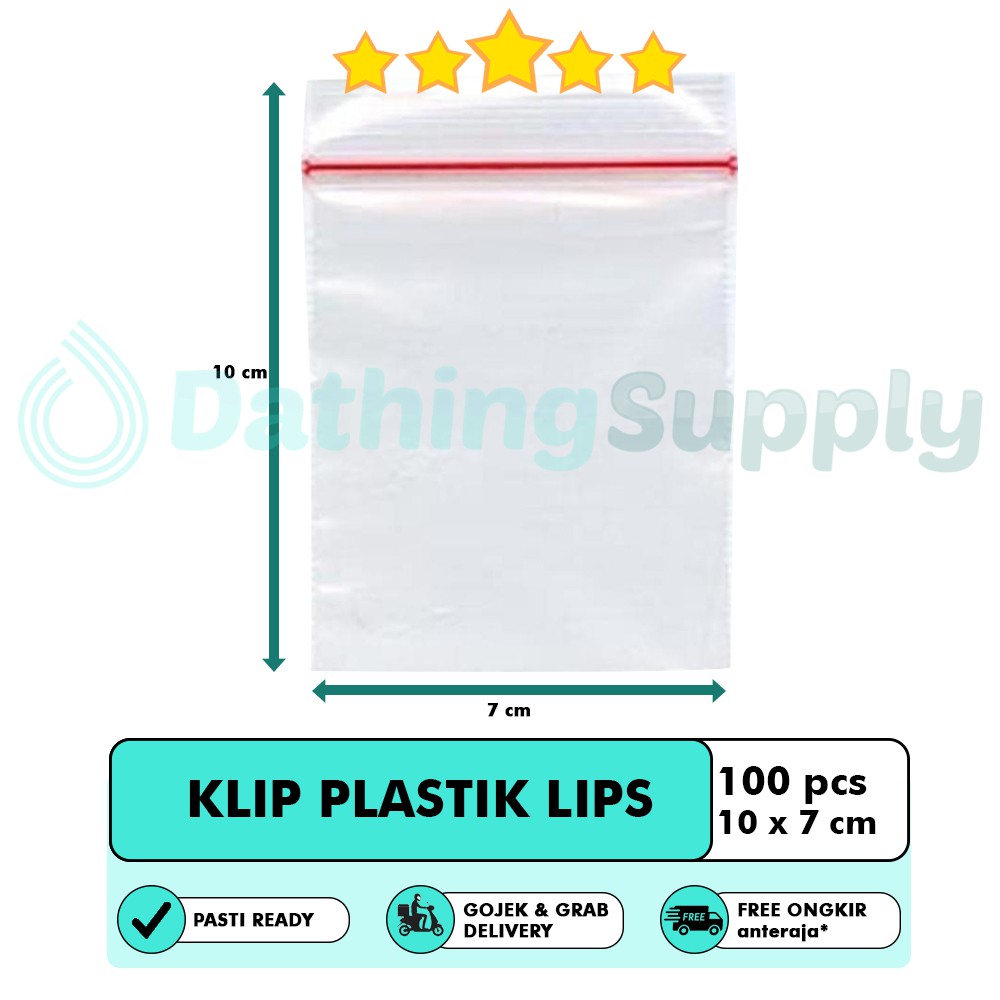 Klip Plastik Bening PP Ukuran 10x7 cm / 10 X 7 cm isi 100 Lembar / Transparan