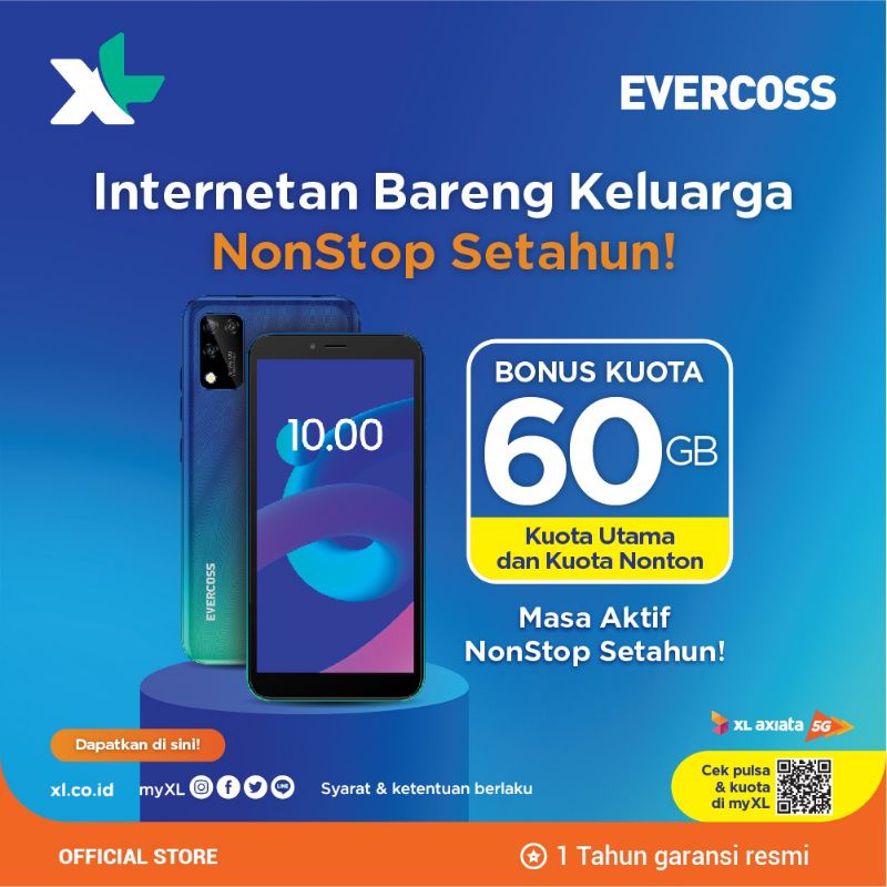 NEW EVERCOSS M6 RAM 3/16GB BONUS KUOTA XL 1TH HP ANDROID TERMURAH NEW SEGEL GARANSI RESMI