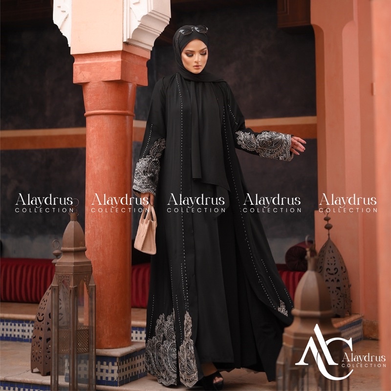 New Gamis Abaya Arab Hitam Ashanty Bahan Jet Black Saudi Kwalitas Boutique 576