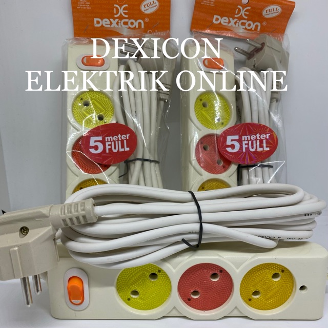 Stop kontak warna 3 lubang 5 meter/colokan listrik murah/sambungan listrik/alat listrik/stop kontak