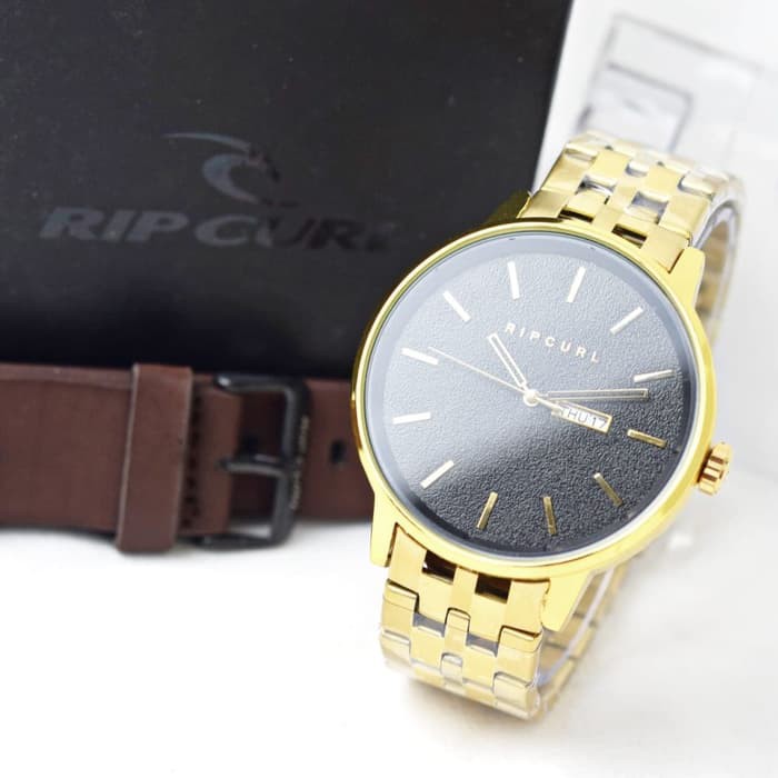 JAM TANGAN PRIA RIPCURL ORIGINAL RANTAI TANGGAL HARI FREE KULIT ANALOG COWOK ADA 3 WARNA