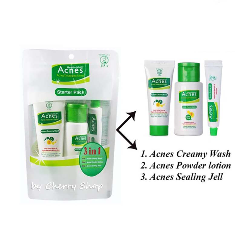 [NEW] [BPOM] ACNES Starter Pack 3 In 1 - Creamy Wash 20GR | Powder Lotion 20ML | Sealing Jell 5GR