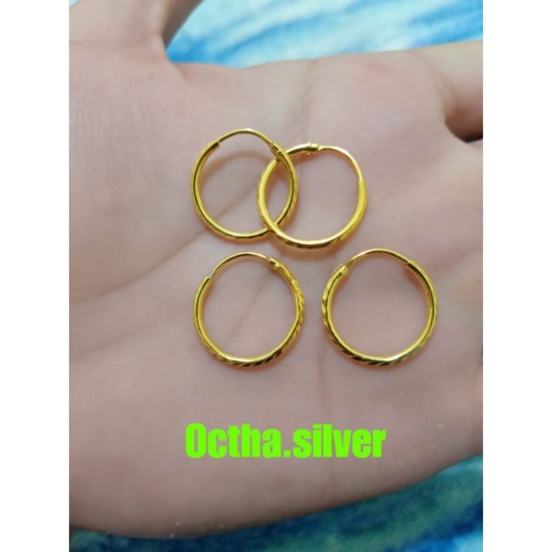 ANTING BULAT DEWASA PERAK 925 LAPIS MAS