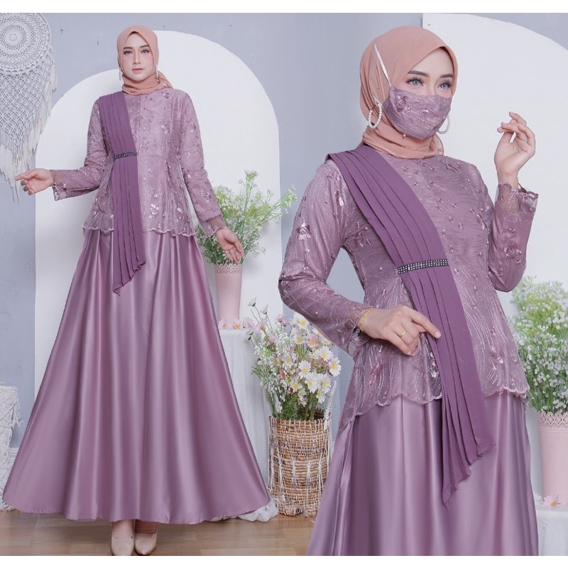 Gamis selendang terbaru by RASAQI KEBAYA/gamis pesta/gamis wisuda/gamis modren wanita muslimh