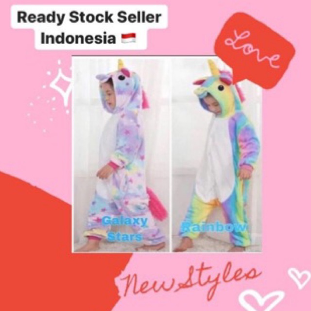 Kostum anak baju boneka unicorn kostum cosplay piama piyama pajamas one sie unicorn kostum onesie ki