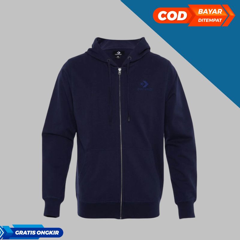 Ziper hoodie converse star chevron pria-navy