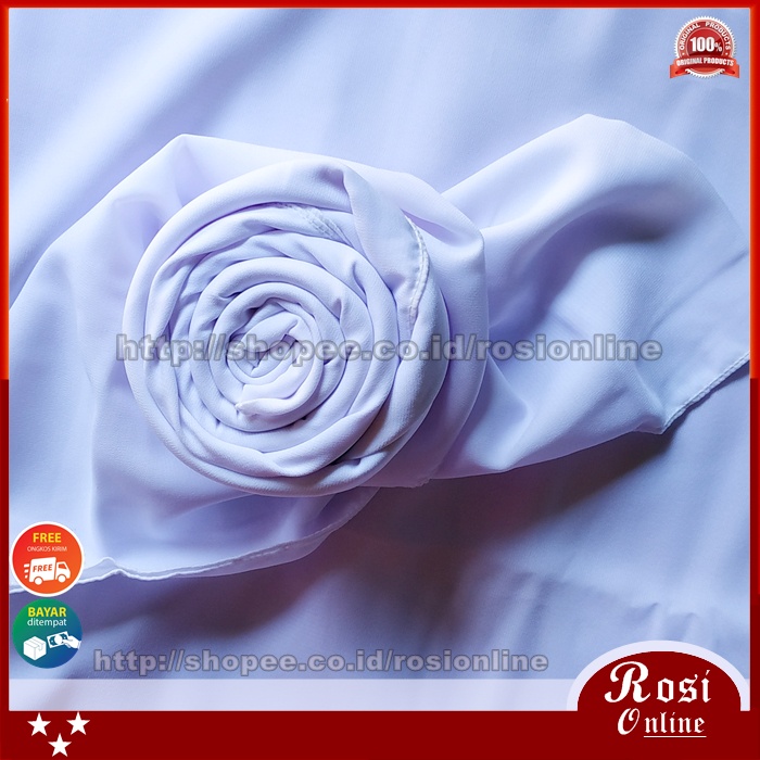 Pashmina Jumbo Syari Wolfis Italiano 200x75 Ala Sabyan Malay Crepe Stretch Polos-Putih