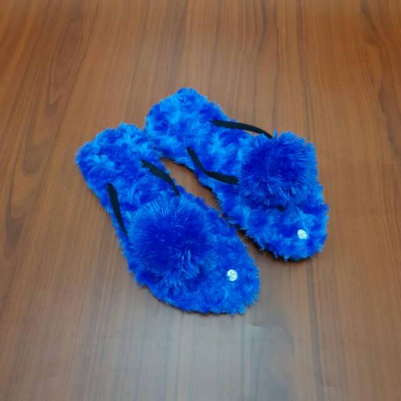 JB- Sandal jepit Bulu Pompom Terlaris