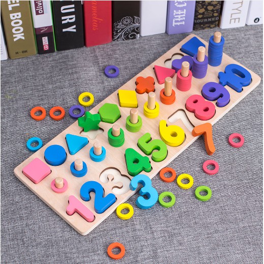 ~Edukasi 7in1 Puzzle Kayu Anak Huruf dan Angka Pancing Ikan Montessori Wooden Toys-3in1 number letter