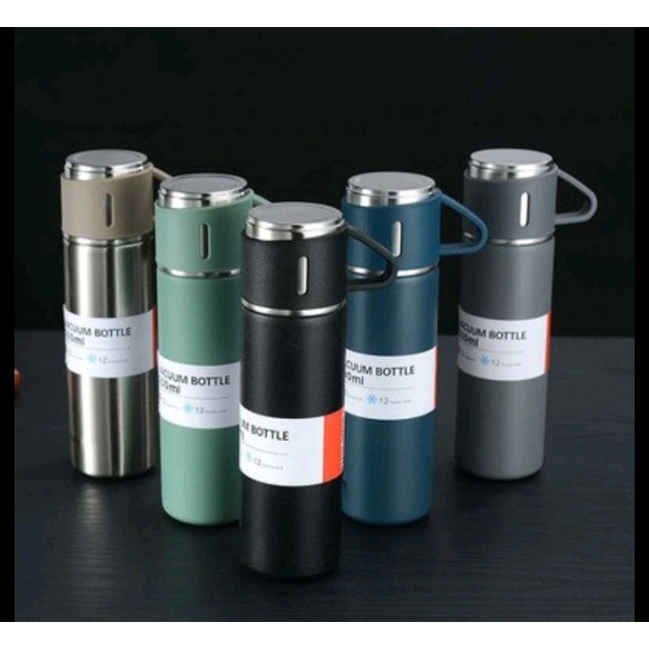 Termos Vacuum Flask Set Botol Minum Cangkir 500ml Tahan Panas/Dingin good