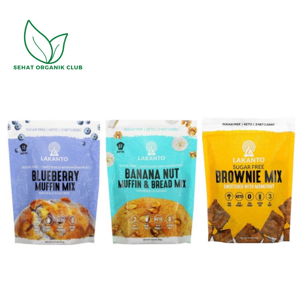 

Lakanto Blueberry Muffin Mix 192 g ; Banana Nut Muffin & Bread Mix 200 g ; Brownie Mix 275 g