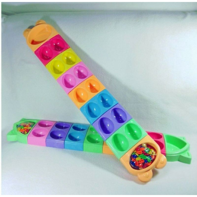 mainan tradisional congklak warna warni congklak plastik + kewuk plastik