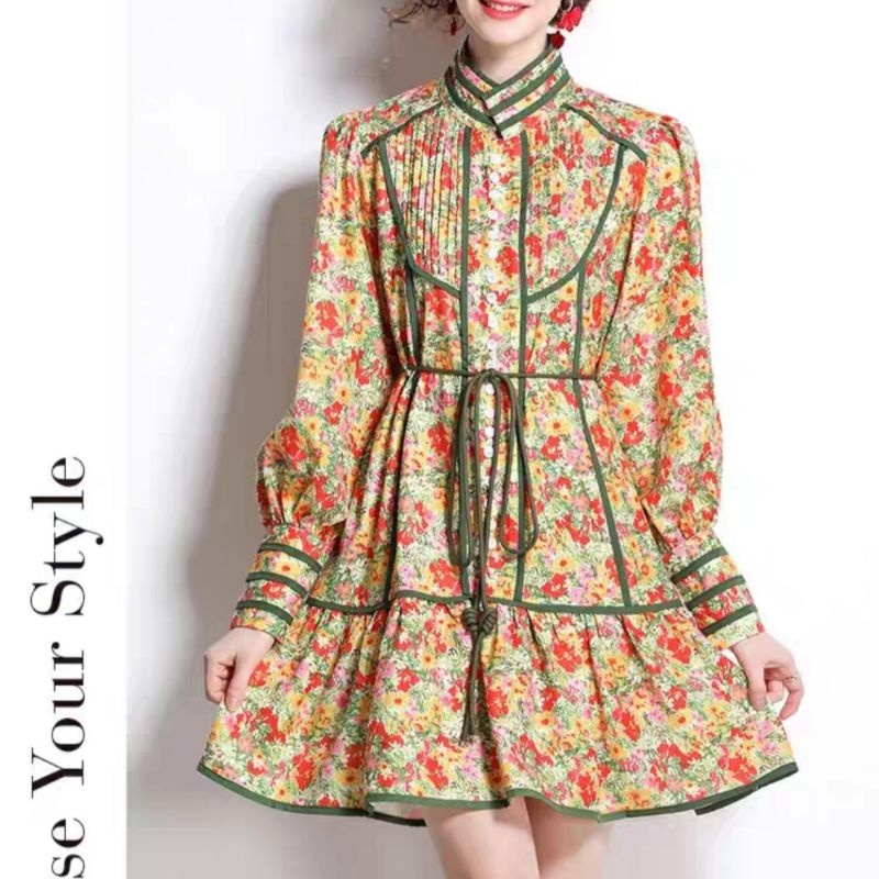 MDLV ~ 46500# Bellaetrix Mini Dress Summer Dress Yellow Flower Import Fashion Import