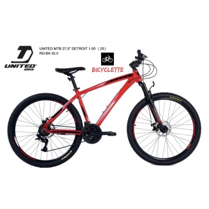 SEPEDA GUNUNG MTB UNITED DETROIT 1.00 27,5 inch ALLOY 8 SPEED RINGAN