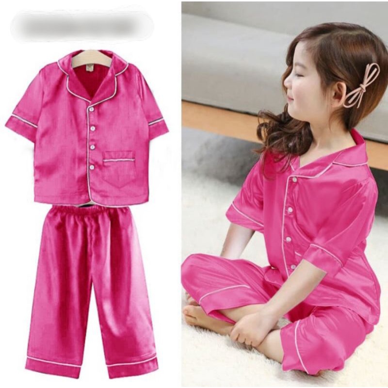 A594 Piyama Satin Velvet Anak Perempuan Piyama Velvet Piyama Anak Perempuan Baju Tidur Anak Perempua