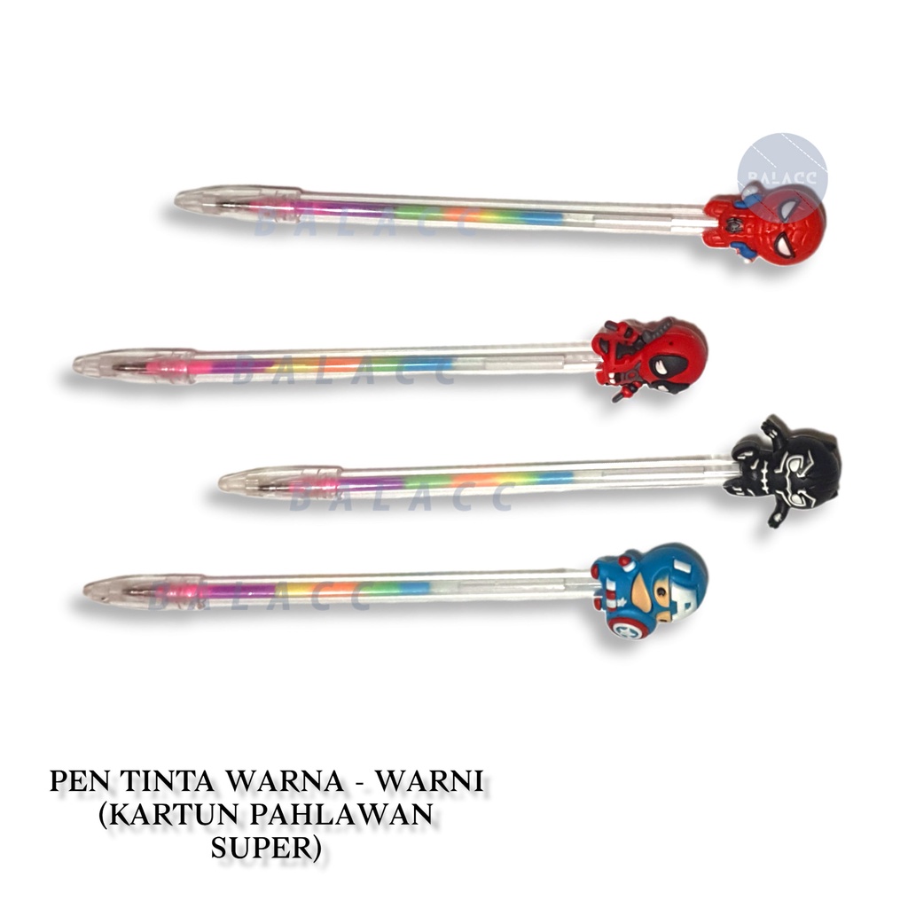 

Pen Pelangi / Pen Tinta Pelangi / Pen Warna Murah Lucu Kartun Pahlawan / Pen Tinta Gel Warna
