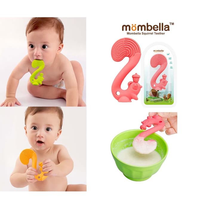 Teether bayi | Mombella Squirrel Soothing Silicone Teether - Mainan Gigitan Bayi Perlengkapan Bayi