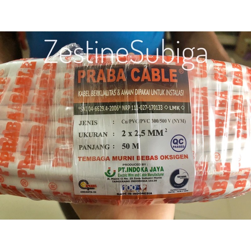 Kabel Tembaga NYM 2 x 2,5 panjang 50 meter Praba