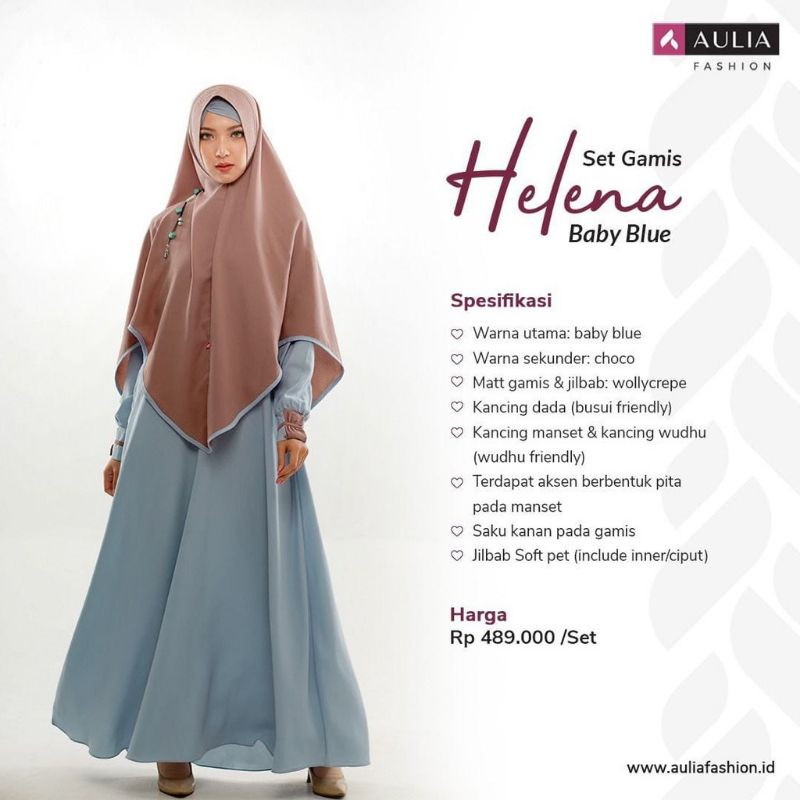 SET GAMIS HELENA BABY BLUE | GAMIS SYAR'I AULIA FASHION DISKON TERBARU