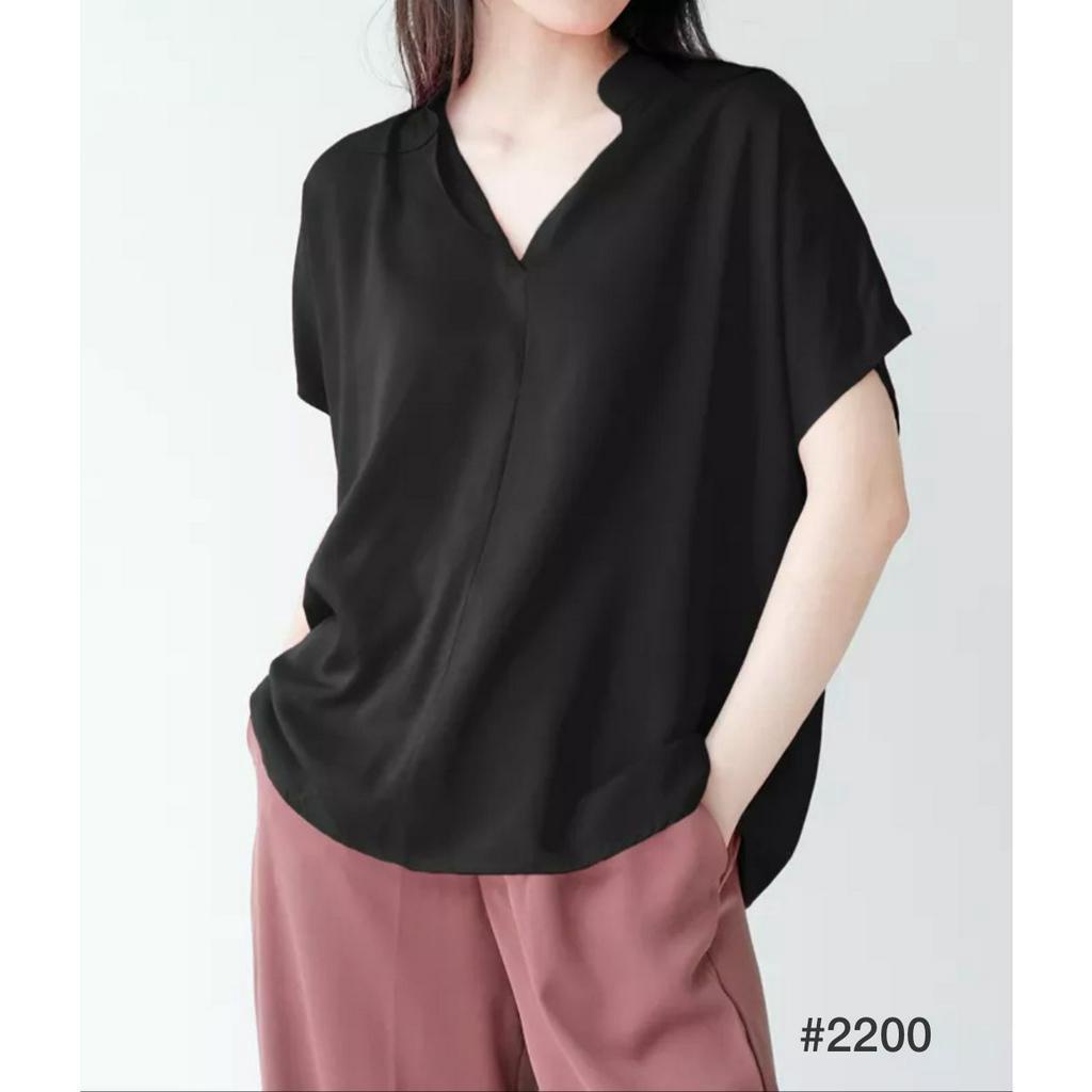 (COD) OH Fashion Hedy Vneck Oversized Shirt Polos Premium Wanita#2200