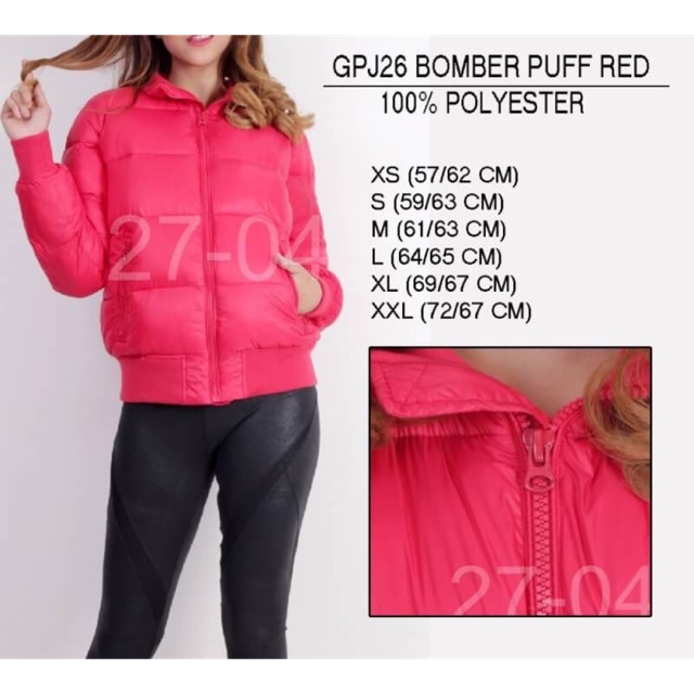 Jaket wanita bomber puff warna pink branded GAP original murah keren hangat (turis)