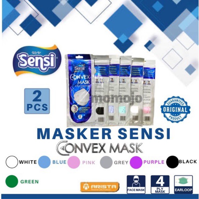 MASKER SENSI CONVEX 4 PLY ISI 2 PCS KEMASAN SACHET