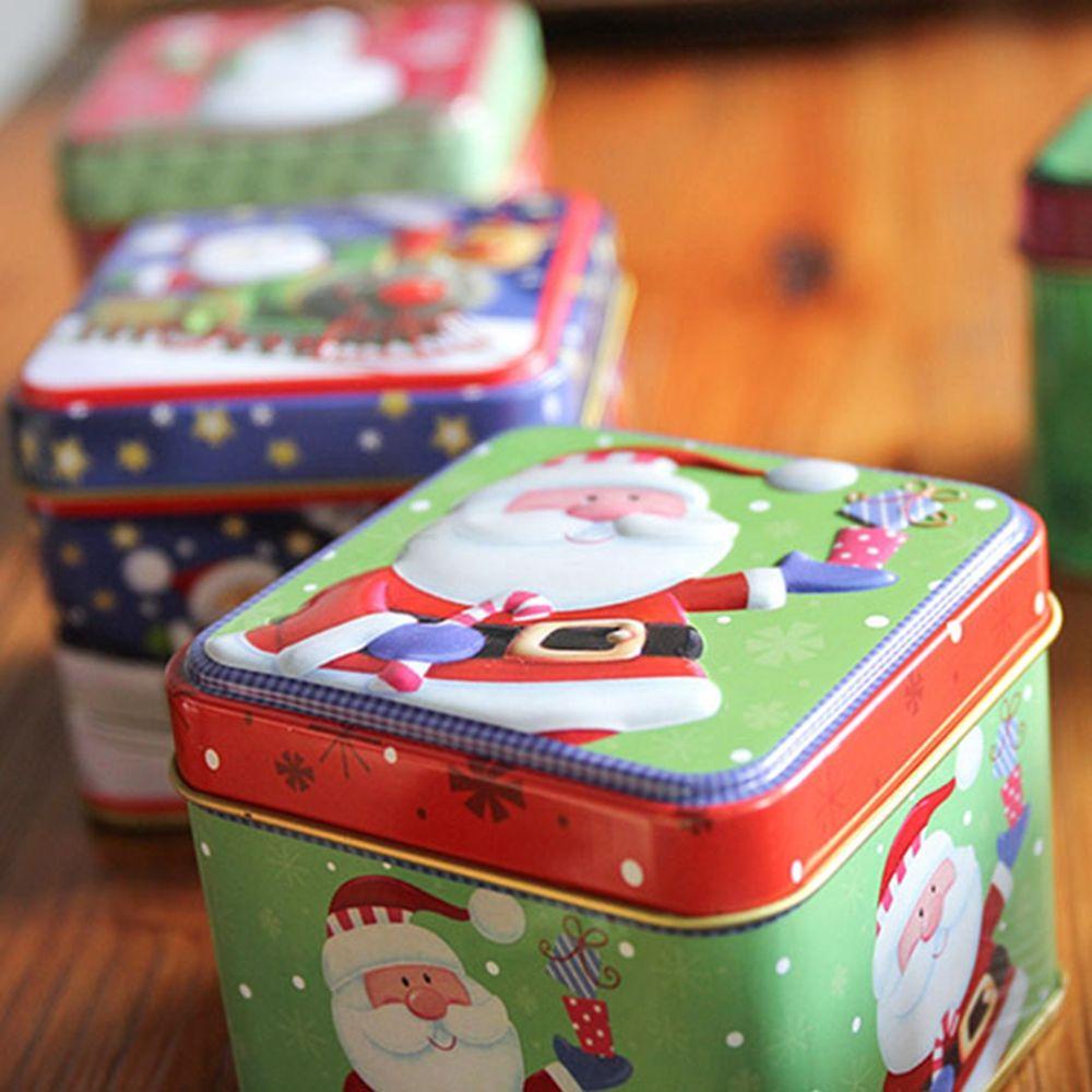 Lanfy Candy Box Santa Claus Xmas Tin Box Kotak Kue Kering Hiasan Toples Permen Dekorasi Natal