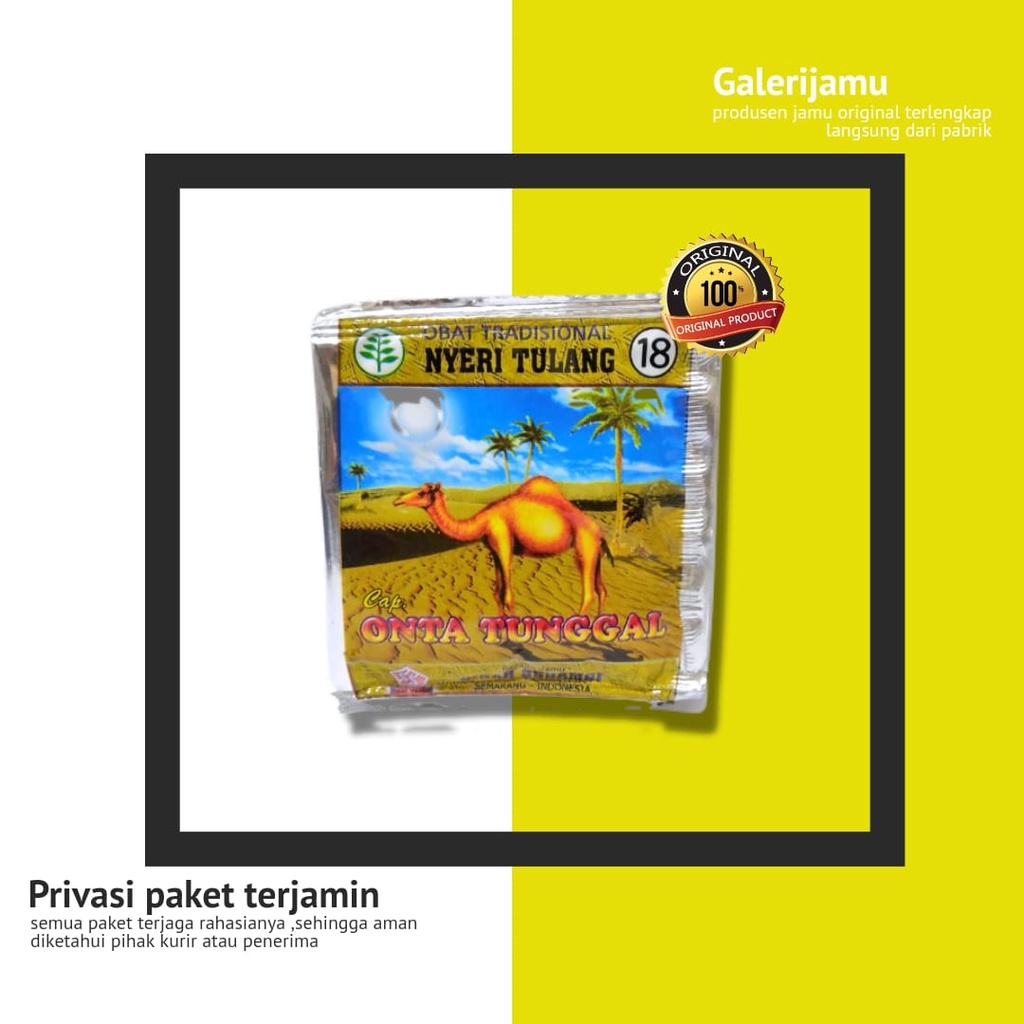

JAMU NYERI TULANG PRODUCT ONTA TUNGGAL ISI 10 SACHET SIAP MINUM JAMU BUBUK MENGOBATI NYERI NYERI
