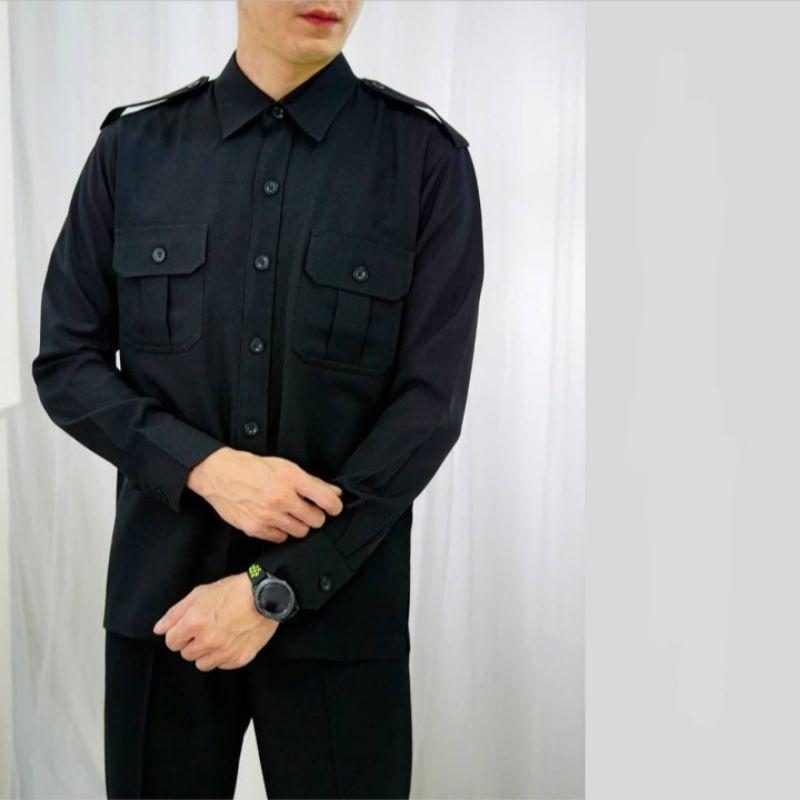 seragam pemda pria safari hitam setelan / lengan panjang / lichandra original baju dinas