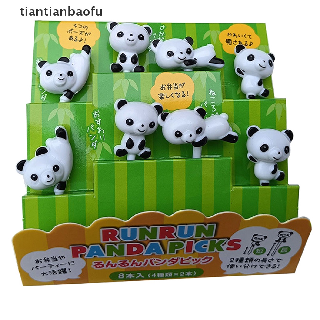 8pcs / set Garpu Buah Desain Kartun Panda Untuk Anak