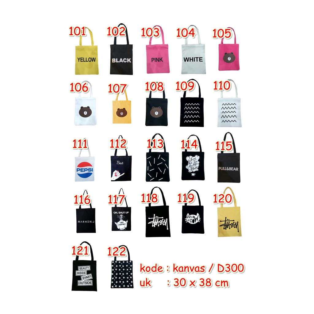 Totebag Wanita/Pria Basic Kanvas D300 Trendy Fashion(COD BAYAR DITEMPAT)Pake Resleting