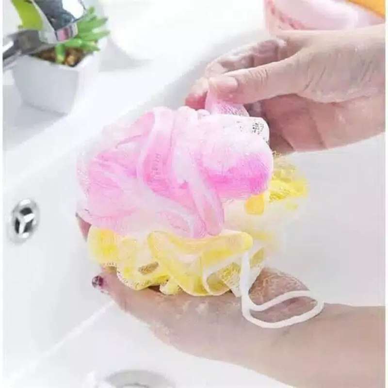 Spons Mandi Pendek 2 Warna kode 6051 (NEW) /  Shower Puff Bath Sponge /  Warna Random dan tanpa plastik satuan