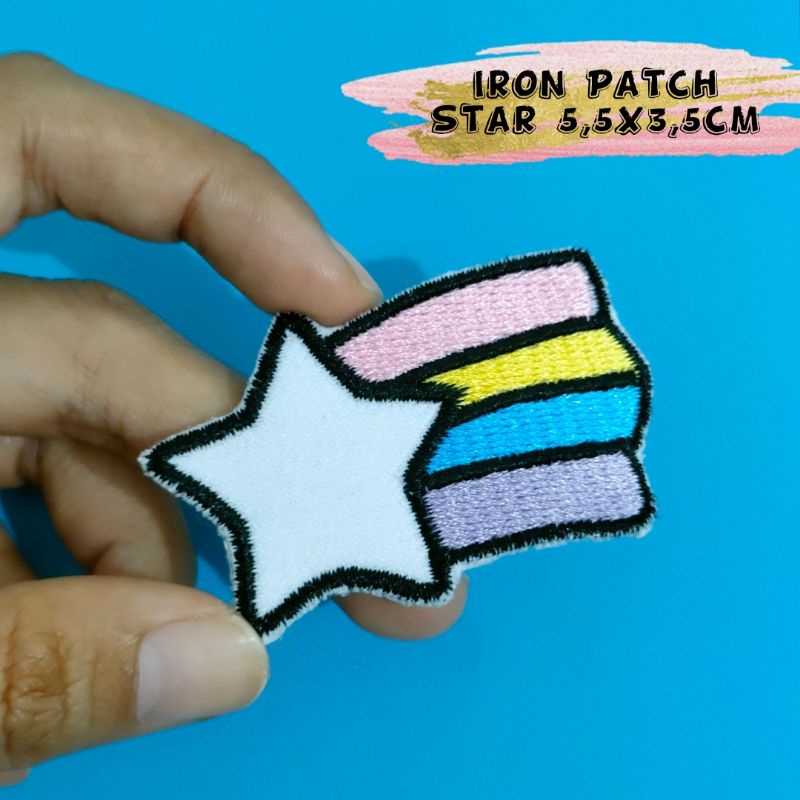 COD ( Tinggal Setrika ) Iron Patch Bordir Star Rainbow Cute Patch Iron Emblem Bordir Bintang Jatuh T
